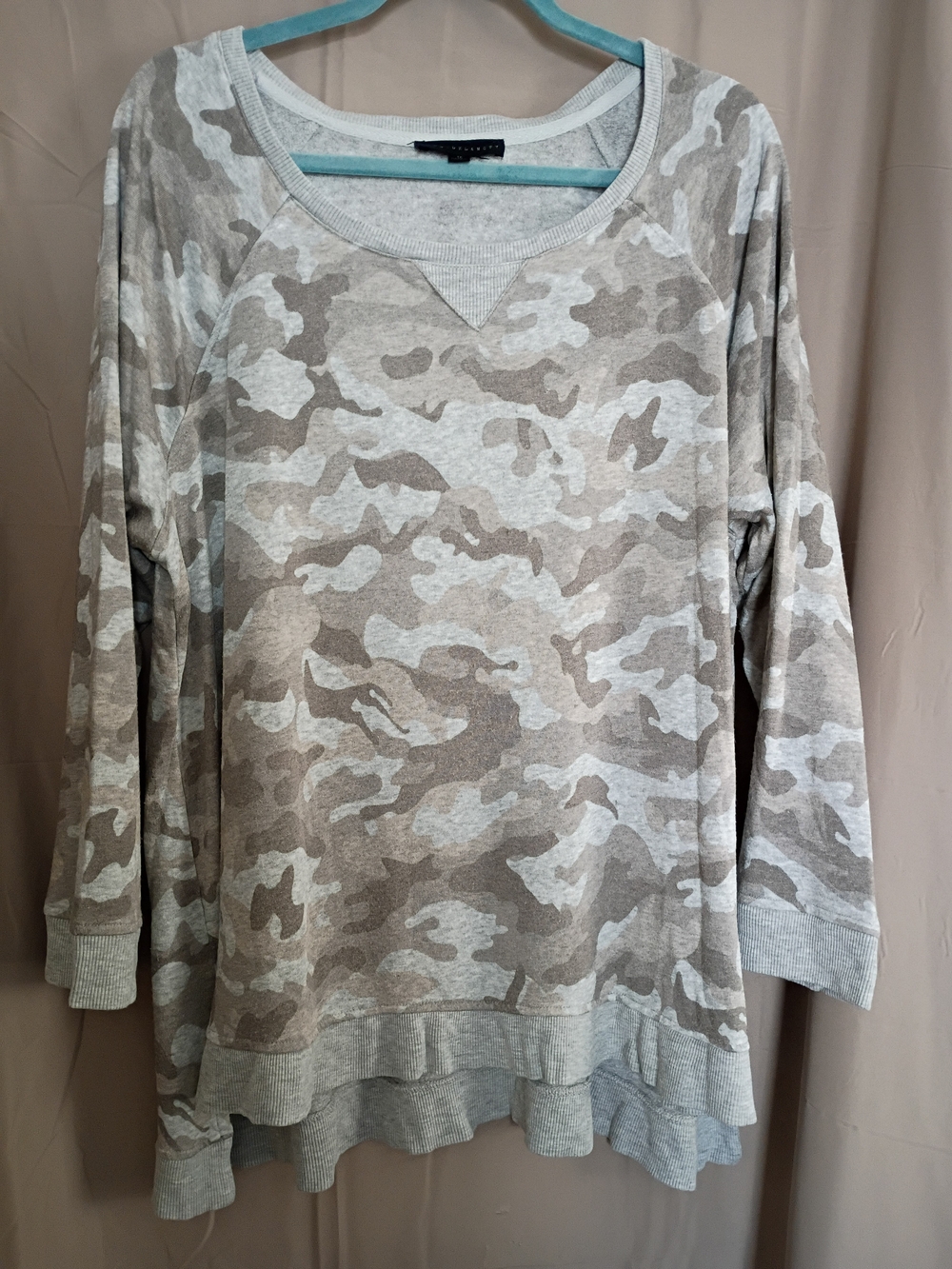Jane and Delancey Beige Camo Lightweight Sweatshirt